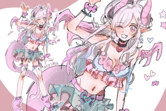 create cute full body art of your oc, vtuber, or anime