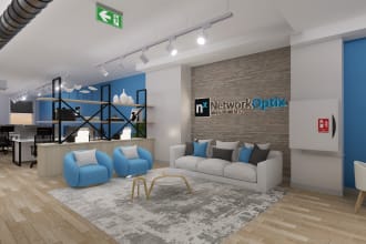 do commercial space 3d interior design and 3d render