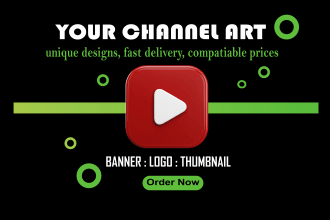 design logo, thumbnail, banner, header and channel art for your youtube channel