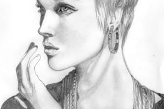 hand draw a beautiful sketch portrait