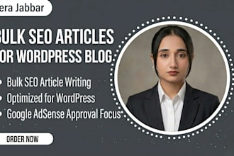 write bulk SEO articles for wordpress blog, google adsense approval