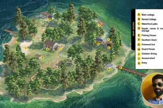 do isometric 3d property map, site plan, and landscape map design