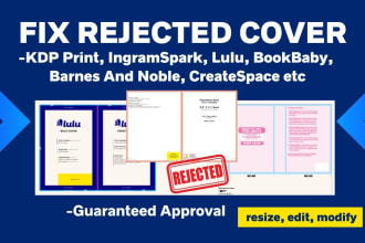 fix rejected error, modify, resize, edit book cover, ebook, ingramspark, lulu