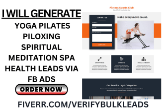 generate yoga pilates piloxing spiritual meditation spa health leads via fb ads