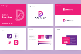 do flat minimal logo design with a brand style guide