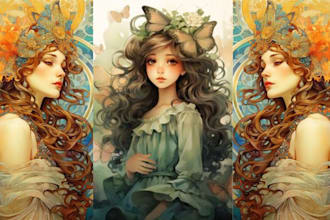 illustrate art nouveau style, vintage art, retro art, vintage illustration