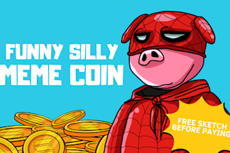 draw funny cartoon, bitcoin, meme coins, silly
