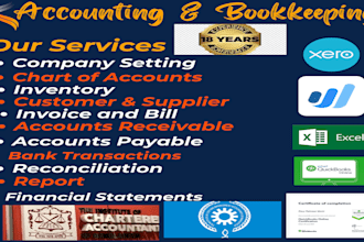 setup clean up and bookkeeping in quickbooks online, xero and wave