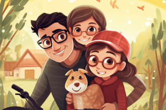 draw family or friendship portrait illustration from photo