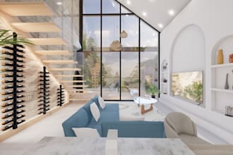 design and 3d rendering of kitchen, interior, exterior, 3d floor plan, sketchup
