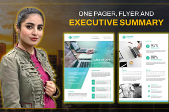 design one pager flyer sales sheet executive summary and investment teaser