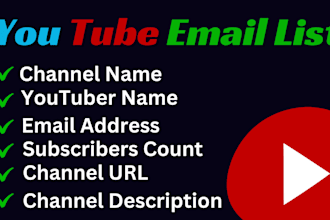 do youtube channels influencer email list and leads list