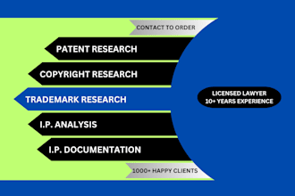 do patent, trademark and copyright research, analysis and documentation