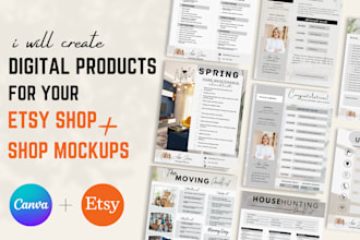 create beautiful canva digital product templates for you to sell on etsy