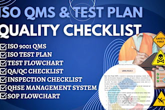 make inspection n test plan and quality inspection checklists