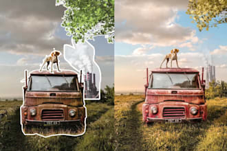 do photo manipulation , blend images using photoshop