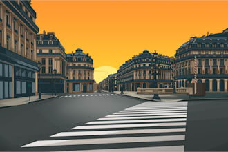 draw a building, landscape into amazing illustration