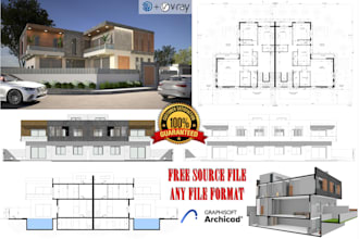 draw 3d models 2d drawings with archicad and sketchup in 24 hours