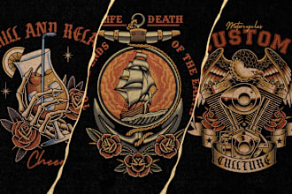 create oldschool vintage illustration for yur merch