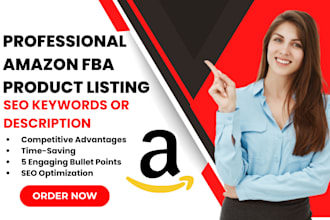professional amazon fba product listing with SEO keywords optimization