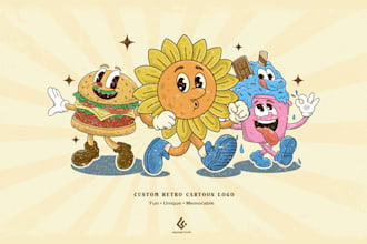 design retro cartoon mascot for logo and illustration