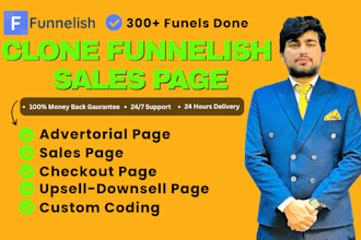 design and clone funnelish sales page and landing page