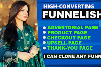 design and clone funnelish product landing page