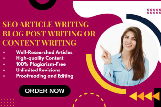 do amazing SEO article writing blog post writing or website content writing
