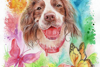 do pet portrait in butterfly inspired background