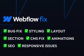 instantly fix webflow bugs, SEO, cms or responsive issues and provide support