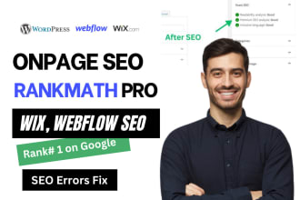 wordpress onpage seo expert with rankmath schema markup, webflow, wix errors