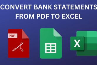 convert bank statement PDF to excel, CSV, and data entry