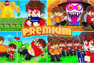 draw cartoon roblox thumbnail for you, in any style