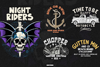 do vintage, streetwear, and motorcycle tshirt designs