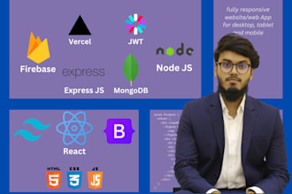 develop responsive website react js, nodejs, mongodb, tailwind css
