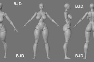 sculpt 3d bjd, 3d ball jointed doll, 3d sci fi model, 3d miniature