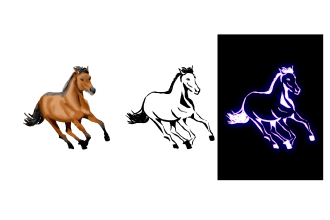 draw outline, vector art, neon effect for your animal or pet