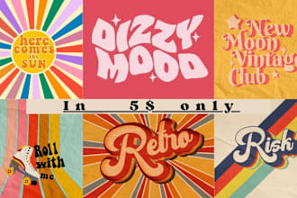 design affordable retro vintage typography logo 80s vibe