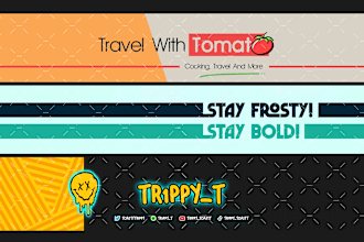 design profile banner or cover for youtube, twitch or kick