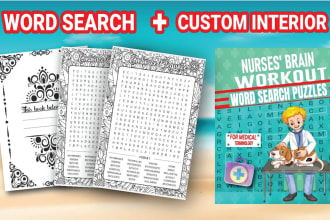 do niche based word search puzzle book covers and interiors for KDP