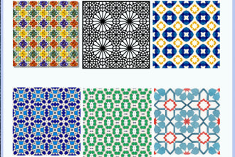 give you moroccan pattern wallpaper watercolor tiles clipart panels arabic