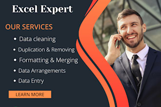 do excel , data cleaning, editing, sorting  formatting  files