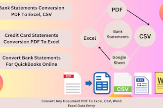 convert PDF bank statements to excel, CSV for quickbooks