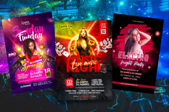 design party, club, hip hop, dance and music concert flyer