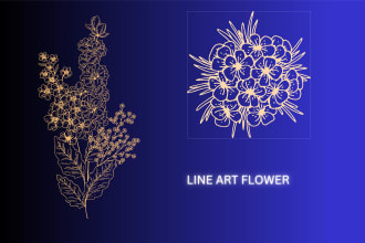 draw line art illustration botanical and flower plants in 12hours