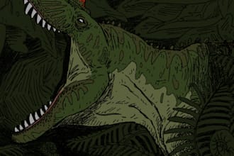 create custom hand drawn dinosaur prehistoric and paleontology art