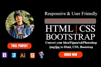 convert figma to html psd to html xd to html css bootstrap 5 responsive website