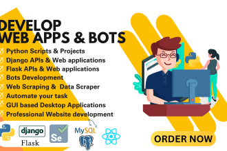 be your python programmer, flask django web application API scraping automation