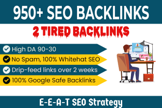 build 950 high da diversified SEO backlinks using white hat link building method