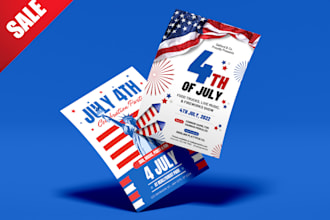 design 4th of july usa independence day flyer, poster, card, social post, banner